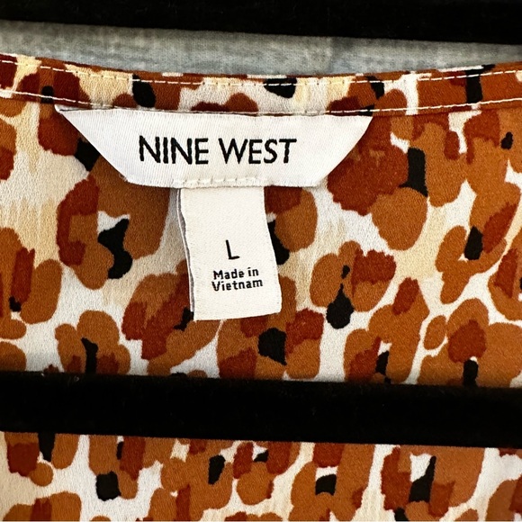 Nine West tank top v neck size 10 brown flower pattern - Picture 6 of 8